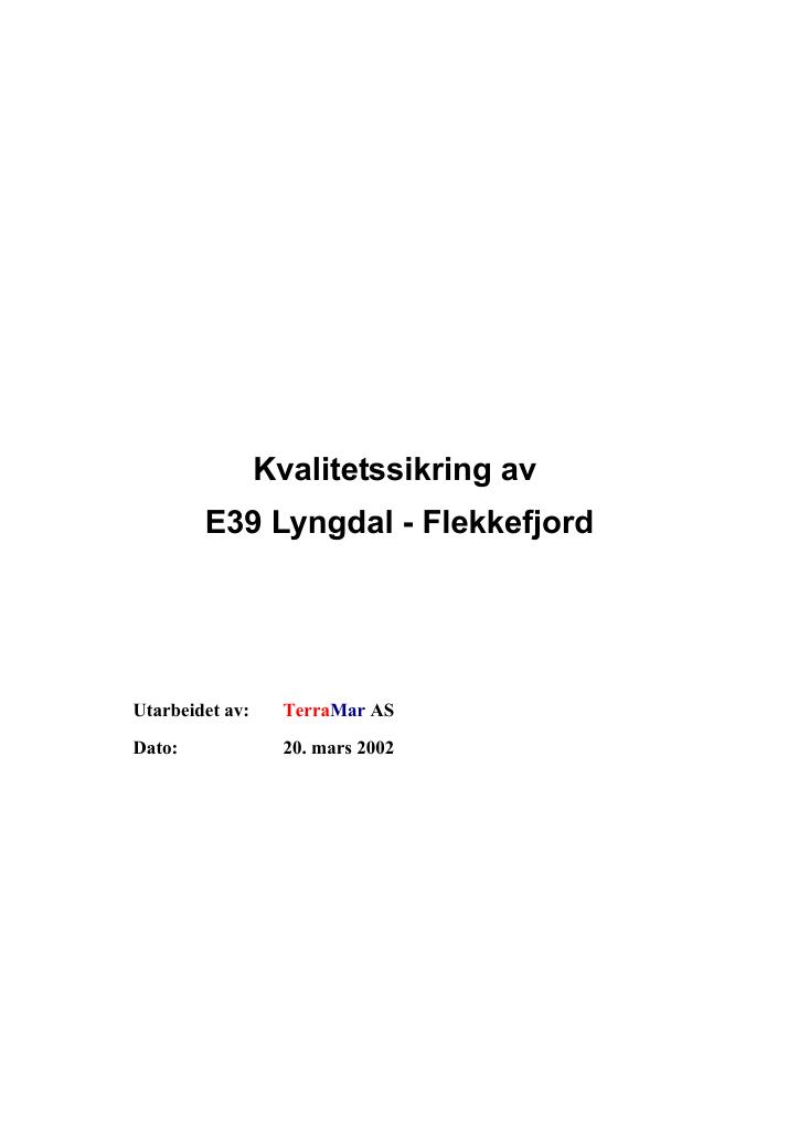 Forsiden av dokumentet E39 Lyngdal - Flekkefjord