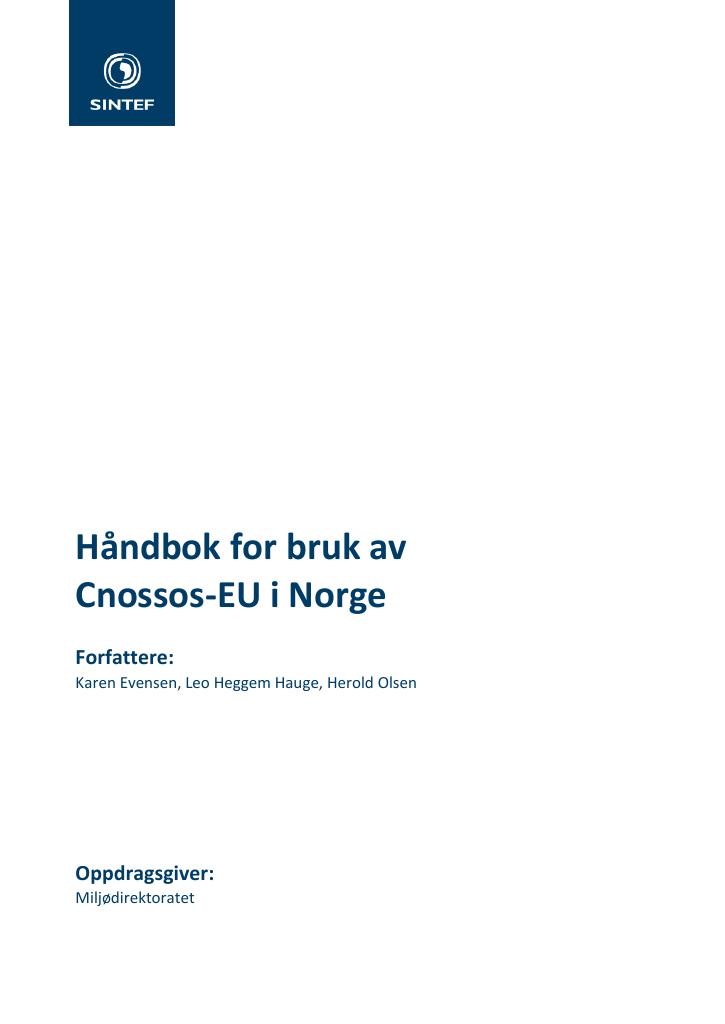 Forsiden av dokumentet Håndbok for bruk av Cnossos-EU i Norge