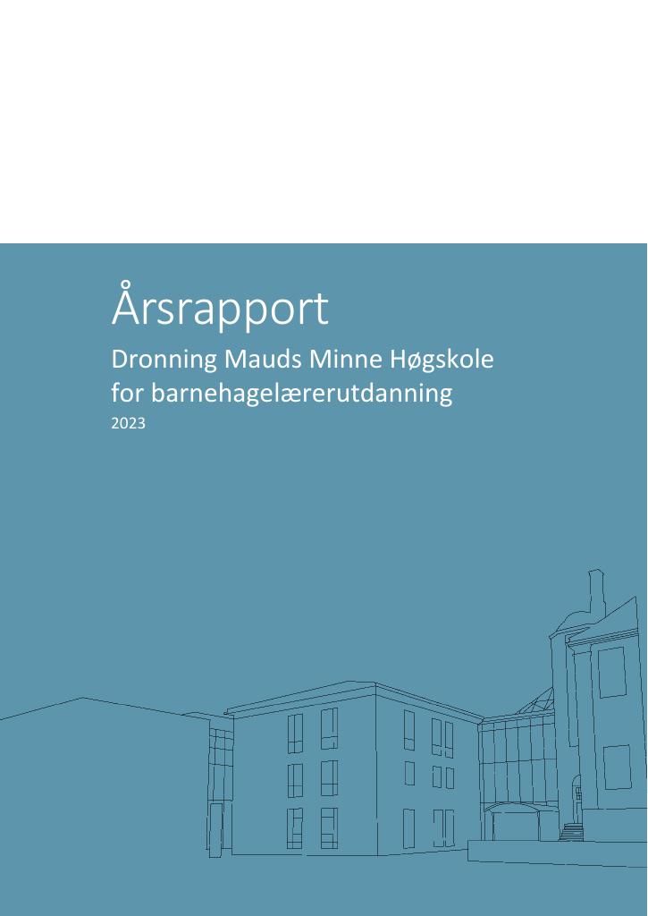 Forsiden av dokumentet Årsrapport Dronning Mauds Minne Høgskole 2023