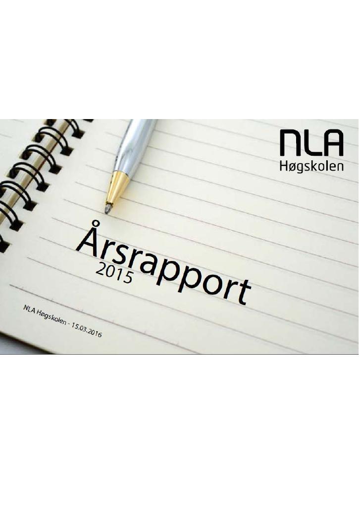 Forsiden av dokumentet Årsrapport NLA Høgskolen 2015