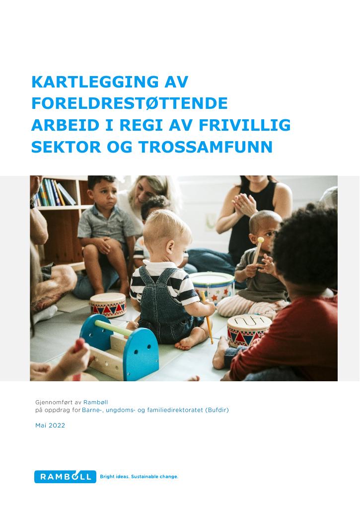 Forsiden av dokumentet Kartlegging av foreldrestøttende arbeid i regi av frivillig sektor og trossamfunn