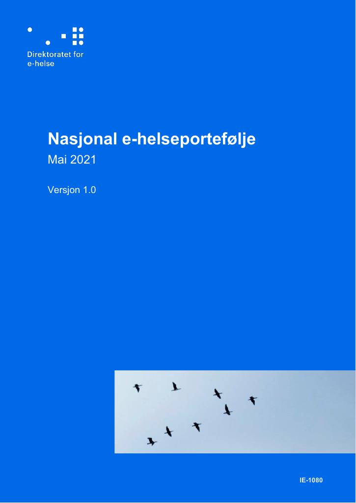 Forsiden av dokumentet Nasjonal e-helseportefølje