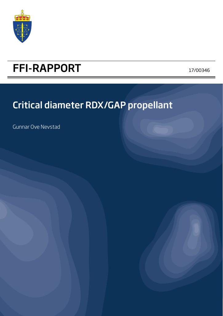 Forsiden av dokumentet Critical diameter RDX/GAP propellant