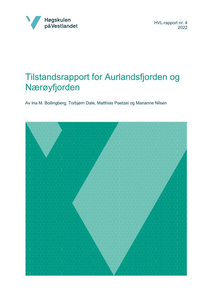 Forsiden av dokumentet Tilstandsrapport for Aurlandsfjorden og Nærøyfjorden