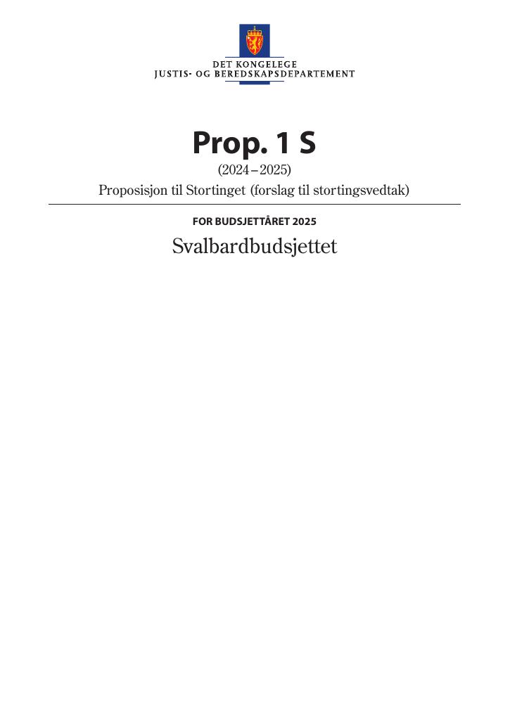 Forsiden av dokumentet Prop. 1 S (2024–2025)