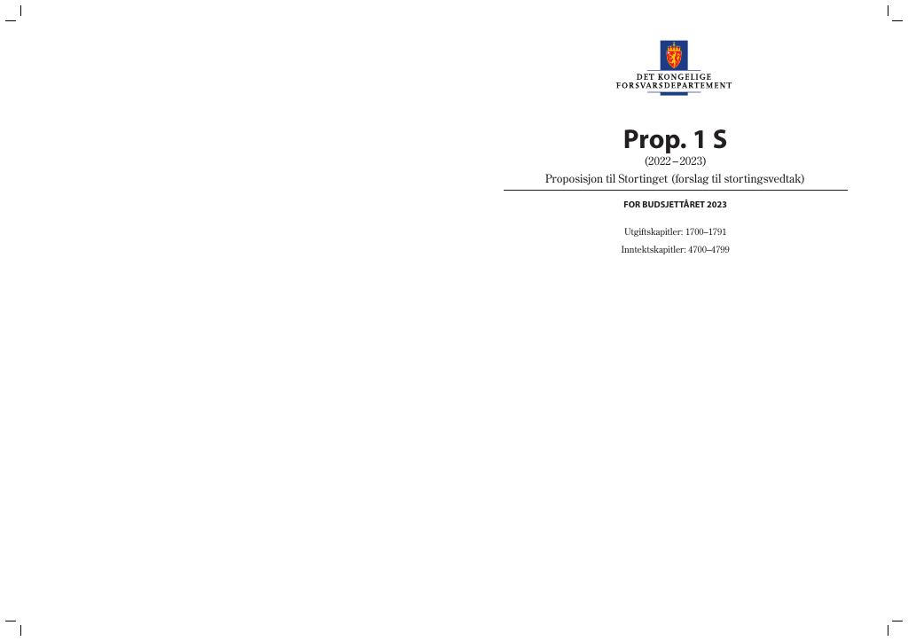 Forsiden av dokumentet Prop. 1 S (2022–2023)