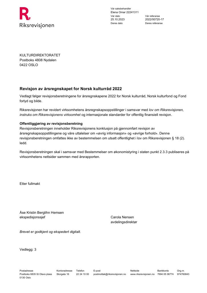 Forsiden av dokumentet Riksrevisjonens berertning for 2022 (.pdf)