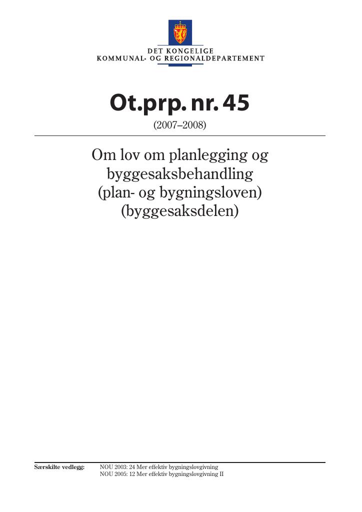 Forsiden av dokumentet Ot.prp. nr. 45 (2007-2008)