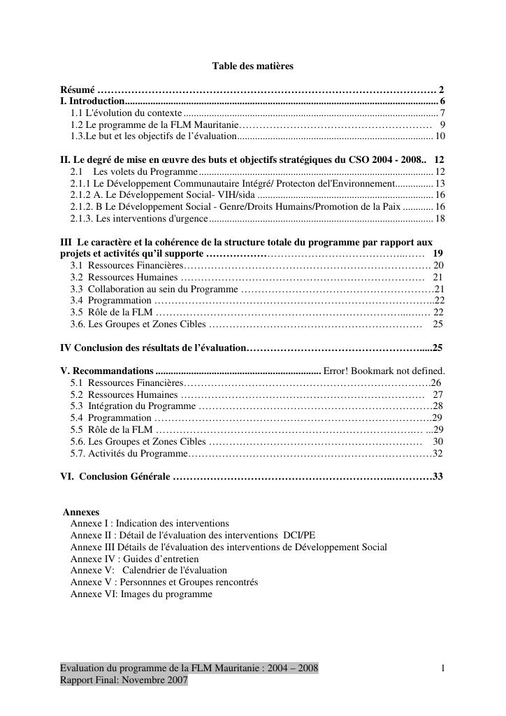 Forsiden av dokumentet Evaluation of LWF Mauritania programme (2004-2008)