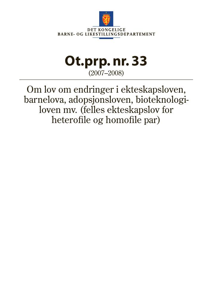 Forsiden av dokumentet Ot.prp. nr. 33 (2007-2008)