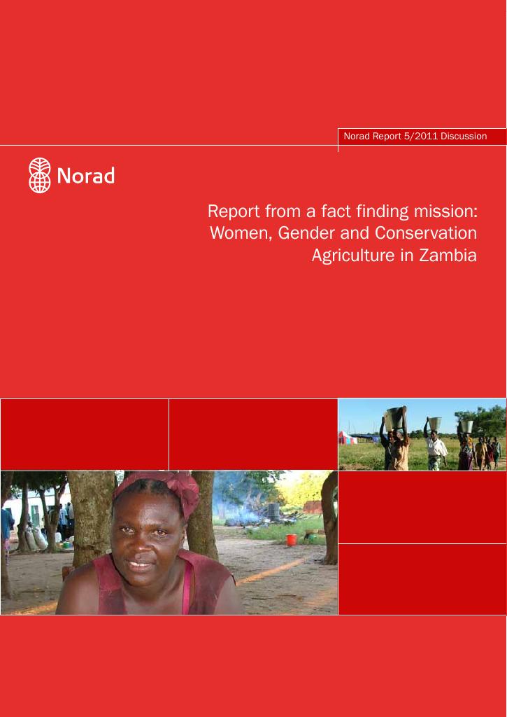 Forsiden av dokumentet Report from a fact finding mission: Women, Gender and Conservation Agriculture in Zambia