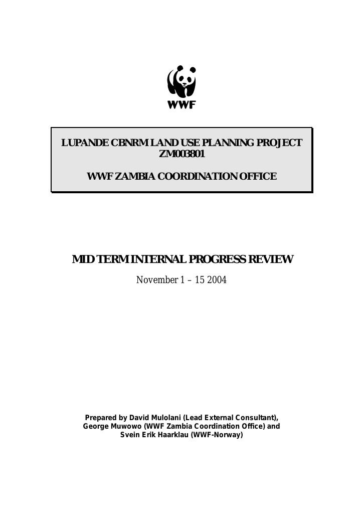 Forsiden av dokumentet Lupande CBNRM Land Use Planning Project, ZM003801 – Mid Term Internal Progress Review November 1–15 2004