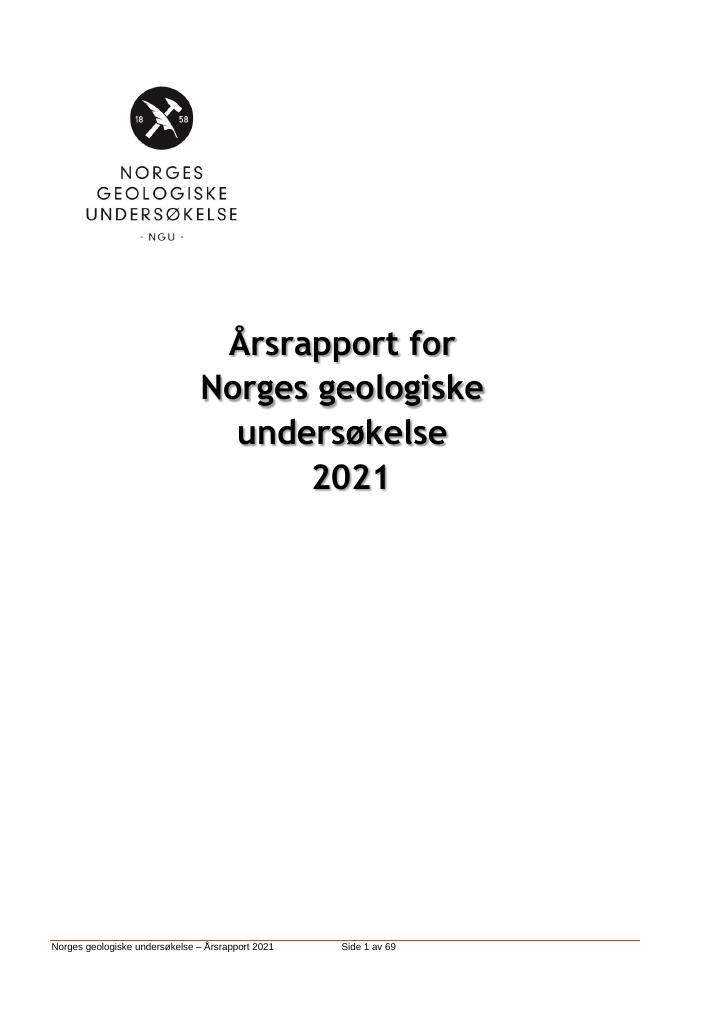 Forsiden av dokumentet Årsrapport Norges geologiske undersøkelse 2021