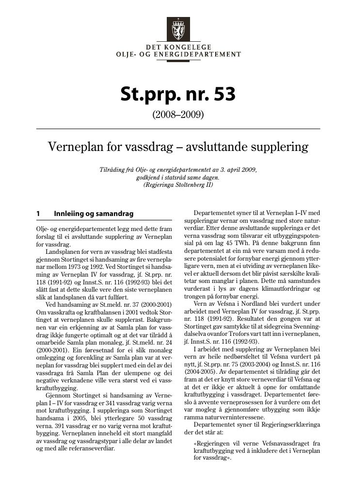 Forsiden av dokumentet St.prp. nr. 53 (2008-2009)