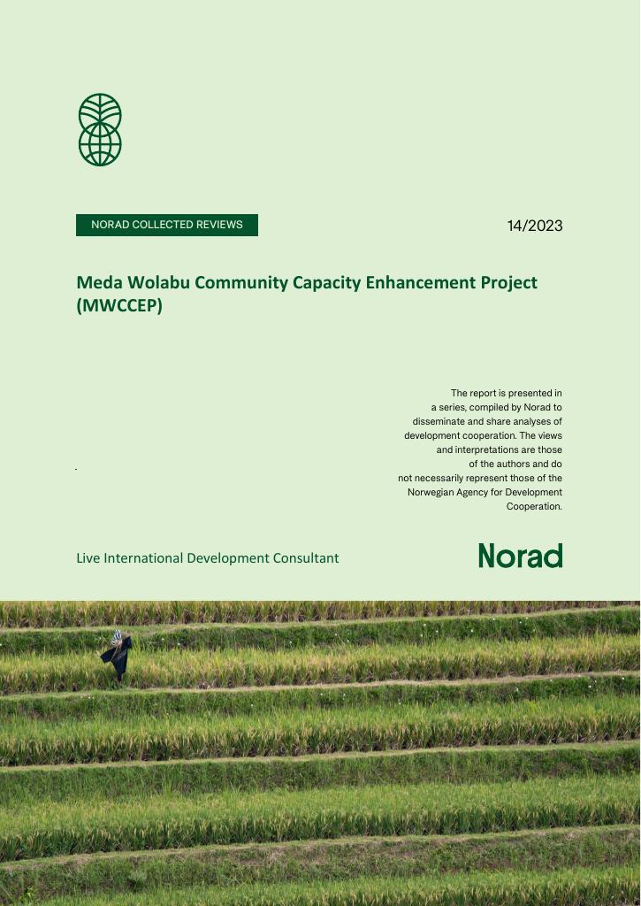 Forsiden av dokumentet Meda Wolabu Community Capacity Enhancement Project : Desentralisert evaluering/Norad Collected Reviews 14/23