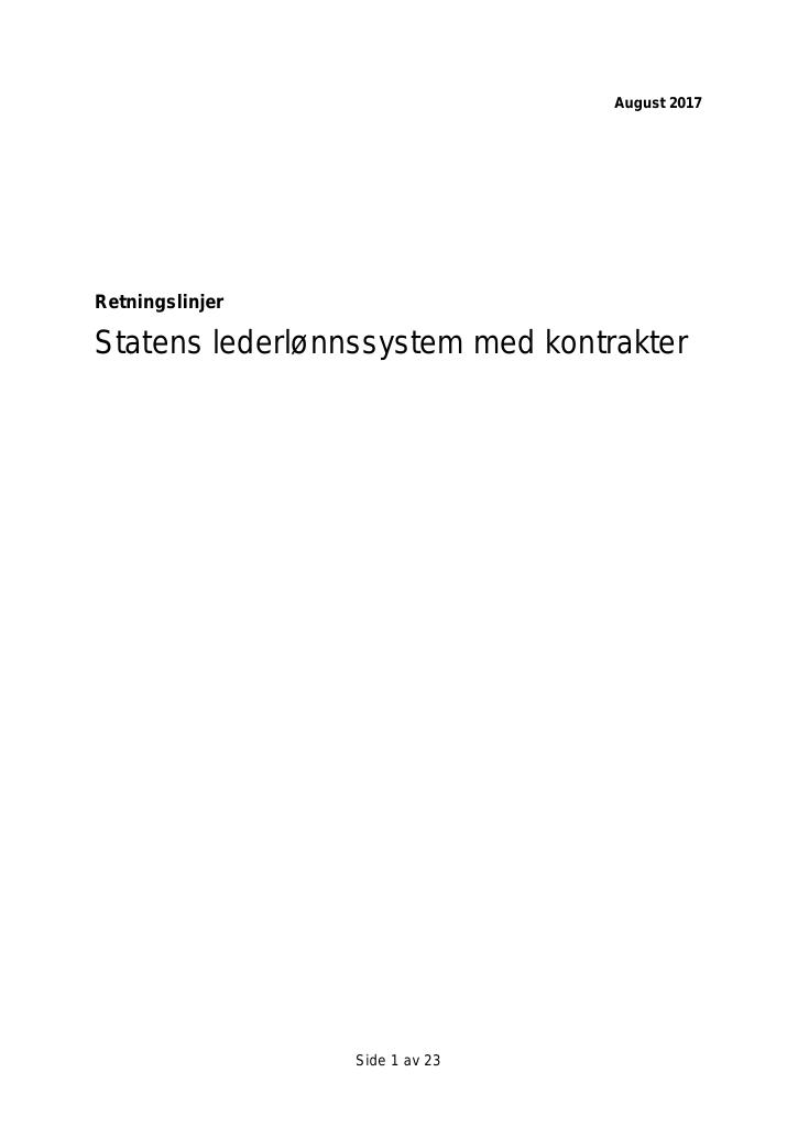 Forsiden av dokumentet Statens lederlønnssystem med kontrakter