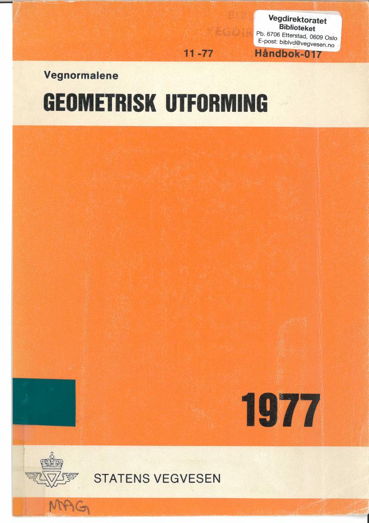 Forsiden av dokumentet Geometrisk utforming : normaler [Håndbok 017]