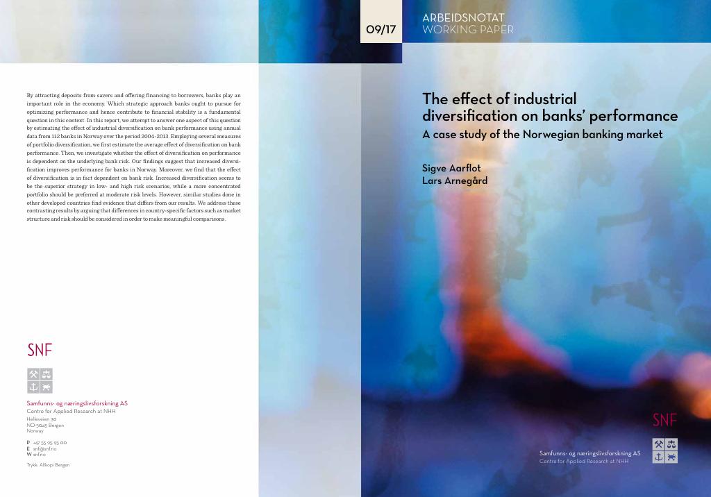 Forsiden av dokumentet The effect of industrial diversification on banks’ performance : a case study of the Norwegian banking market