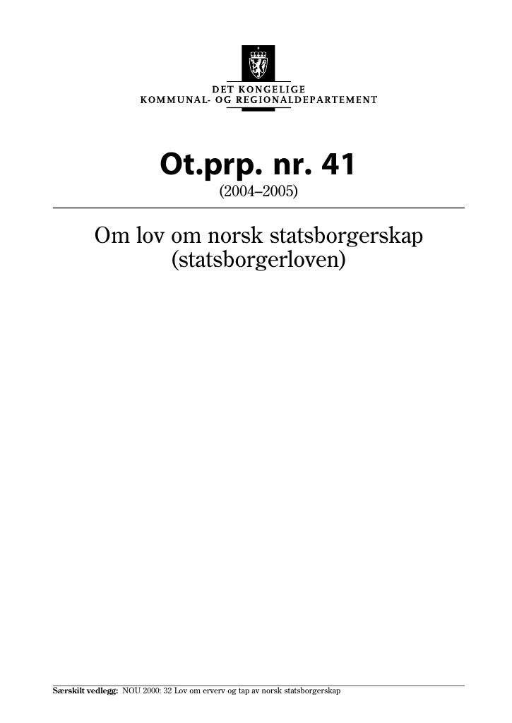 Forsiden av dokumentet Ot.prp. nr. 41 (2004-2005)