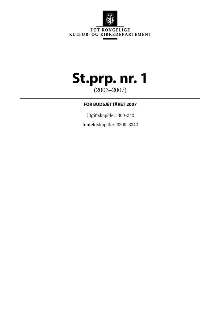 Forsiden av dokumentet St.prp. nr. 1 (2006-2007)