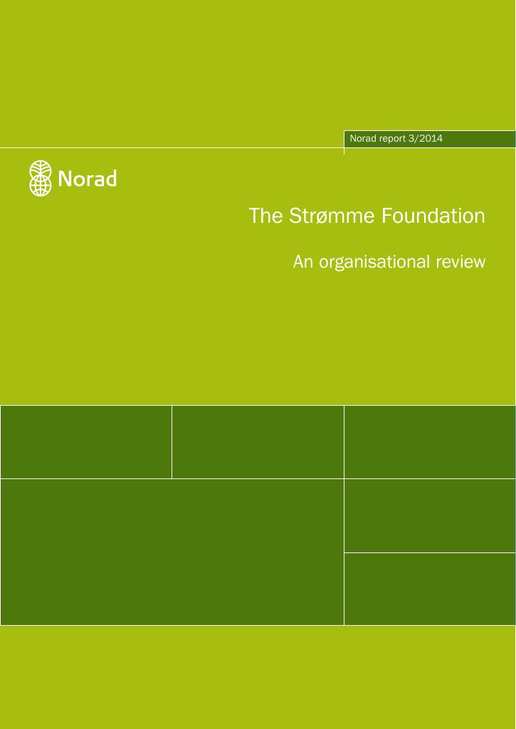 Forsiden av dokumentet The Strømme Foundation - An organisational review