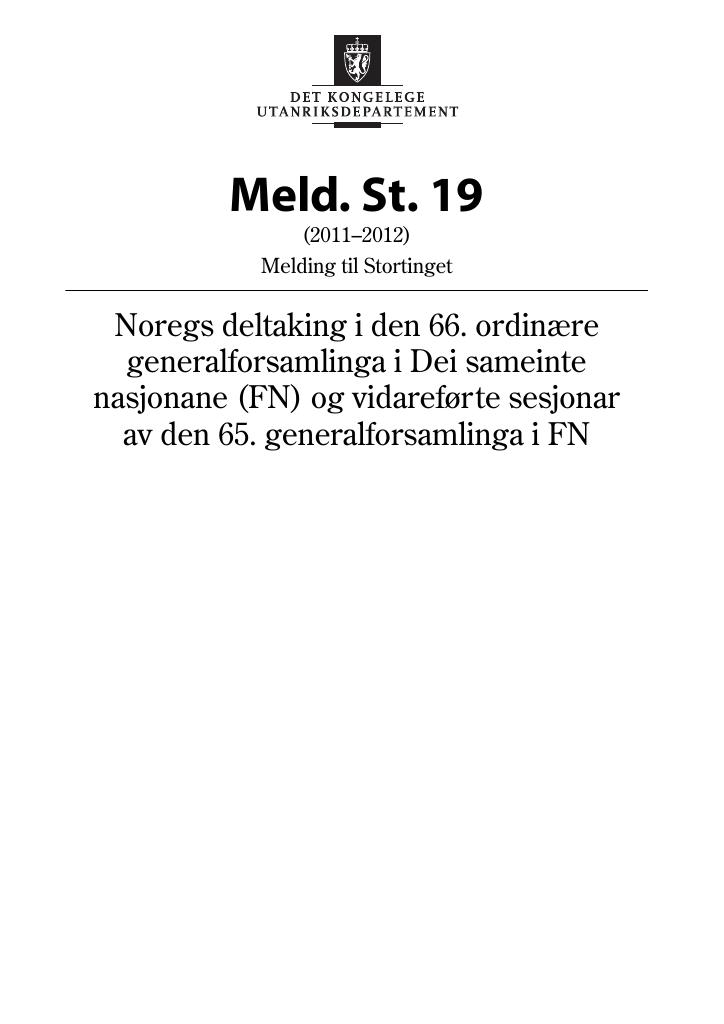 Forsiden av dokumentet Meld. St. 19 (2011–2012)
