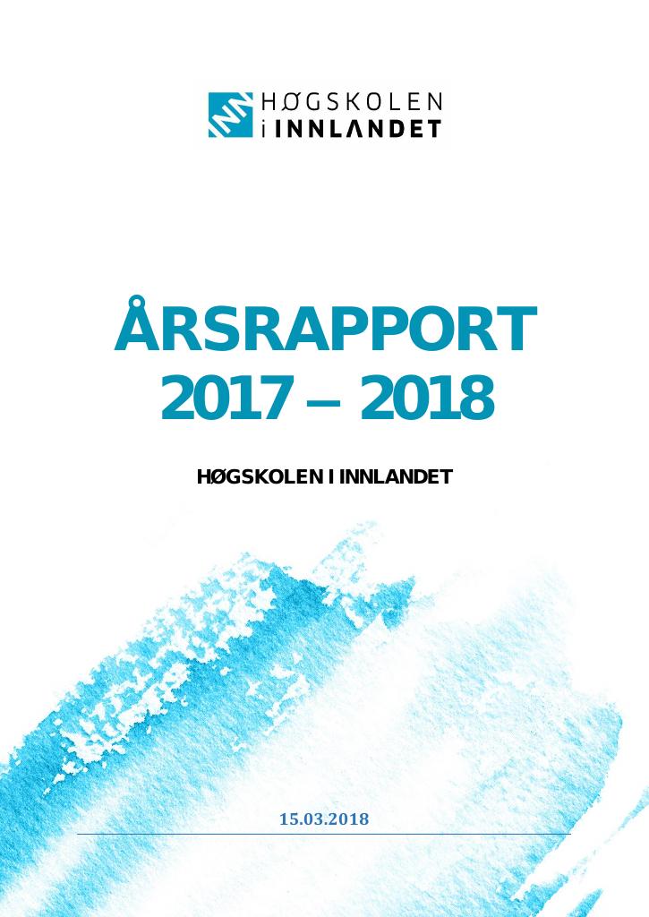 Forsiden av dokumentet Årsrapport Høgskolen i Innlandet 2017