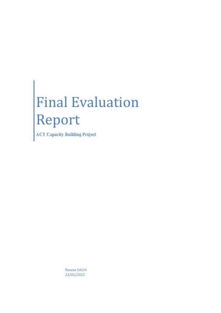 Forsiden av dokumentet Final Evaluation Report