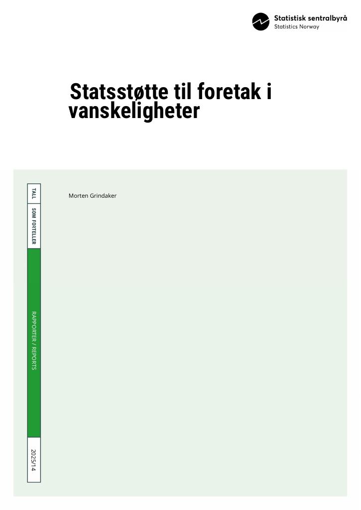 Forsiden av dokumentet Statsstøtte til foretak i vanskeligheter