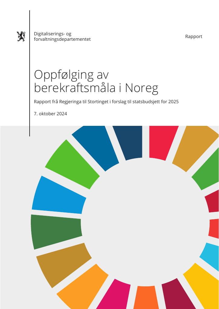 Forsiden av dokumentet Oppfølging av berekraftsmåla i Noreg