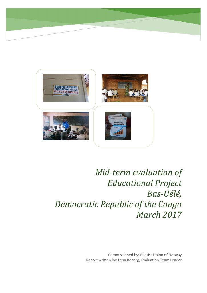 Forsiden av dokumentet Mid-term evaluation of Educational Project Bas-Uélé, Democratic Republic of the Congo