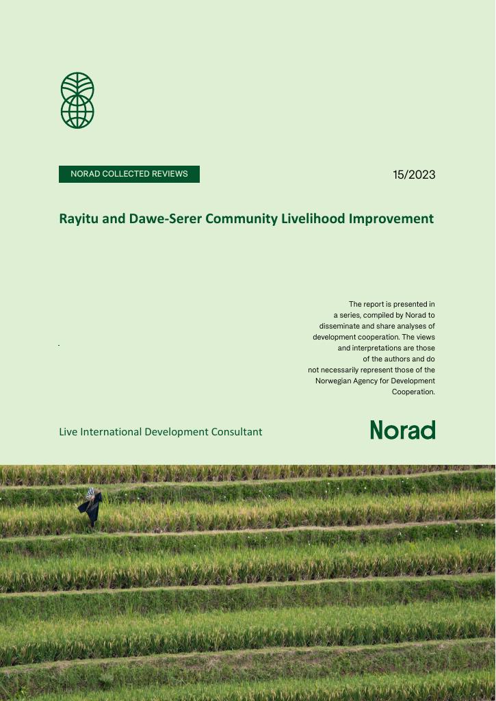 Forsiden av dokumentet Rayitu and Dawe-Serer Community Livelihood Improvement : Desentralisert evaluering/Norad Collected Reviews 15/23