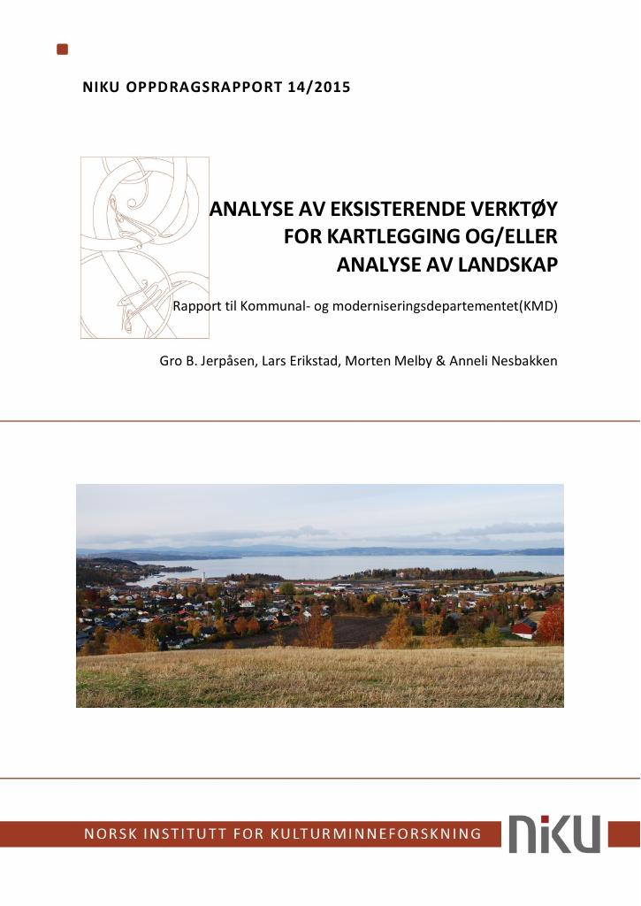 Forsiden av dokumentet Analyse av eksisterende verktøy og metoder for kartlegging og/eller analyse av landskap