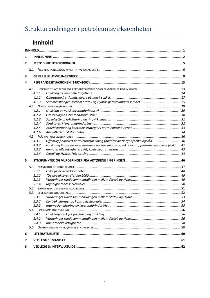 Forsiden av dokumentet Strukturendringer i petroleumsvirksomheten