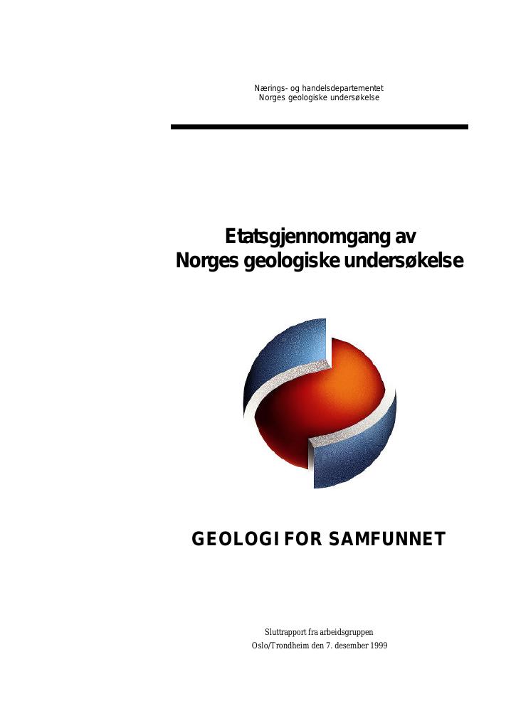 Forsiden av dokumentet Etatsgjennomgang av Norges geologiske undersøkelse