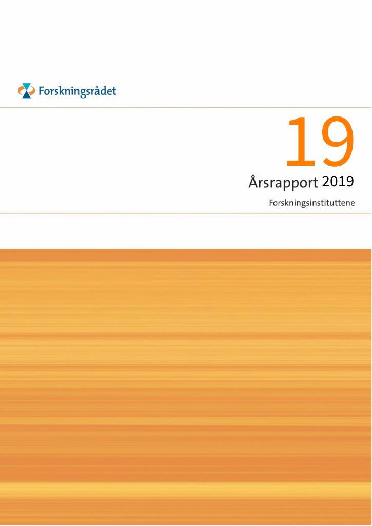Forsiden av dokumentet Årsrapport Forskningsinstituttene 2019