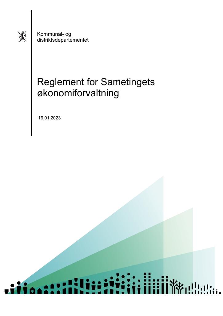 Forsiden av dokumentet Reglement for Sametingets økonomiforvaltning 2023