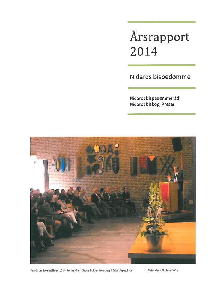 Forsiden av dokumentet Årsrapport Nidaros bispedømme 2014
