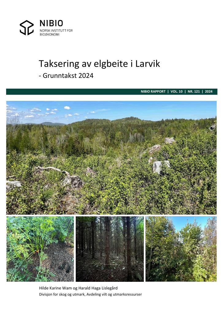 Forsiden av dokumentet Taksering av elgbeite i Larvik – grunntakst 2024