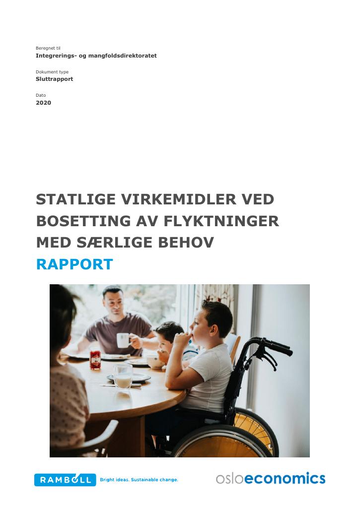 Forsiden av dokumentet Statlige virkemidler ved bosetting av flyktninger med særlige behov