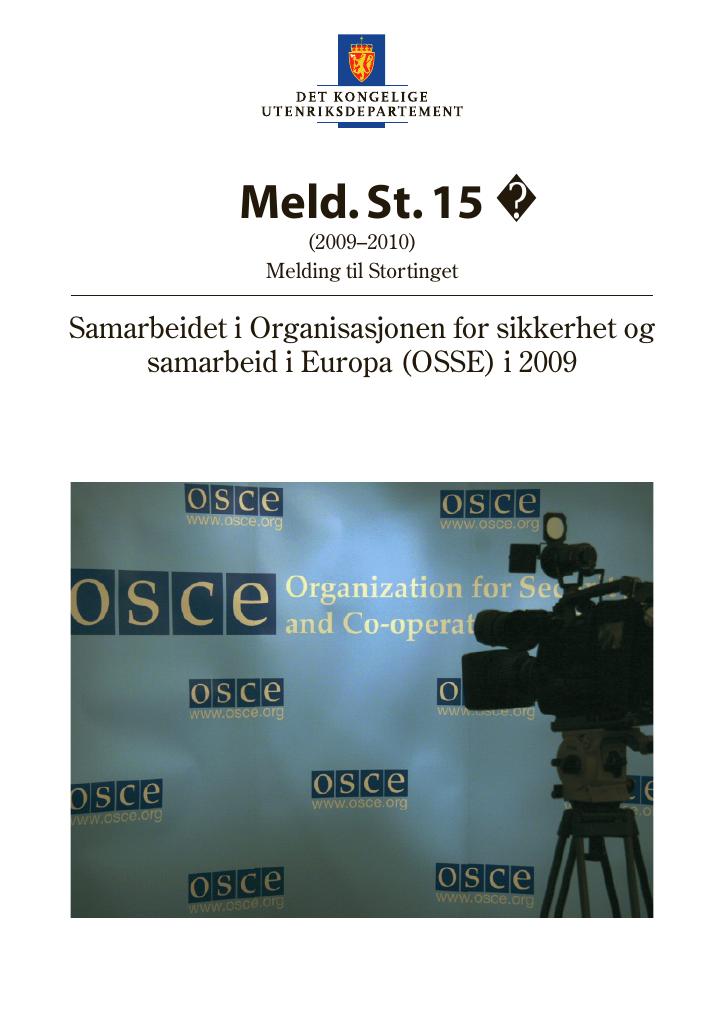 Forsiden av dokumentet Meld. St. 15 (2009–2010)