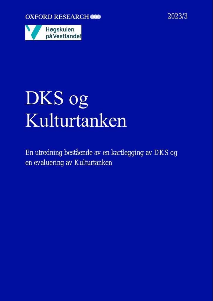 Forsiden av dokumentet Utredning av DKS og Kulturtanken