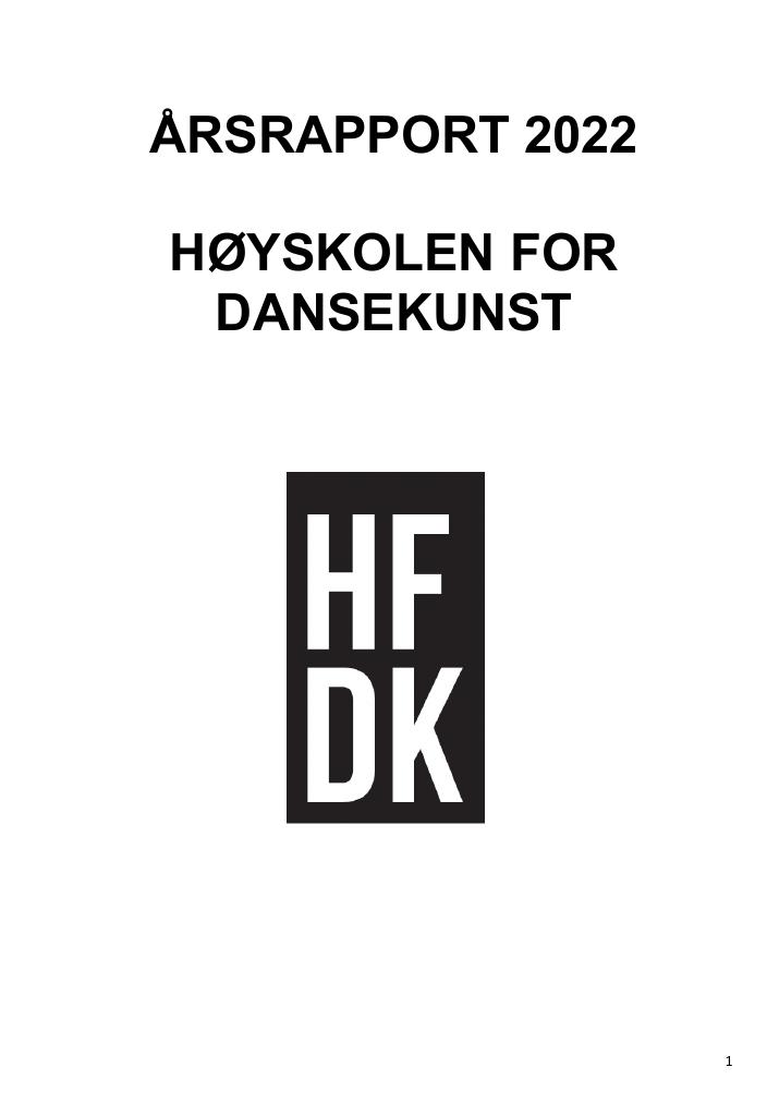 Forsiden av dokumentet Årsrapport Høyskolen for dansekunst 2022