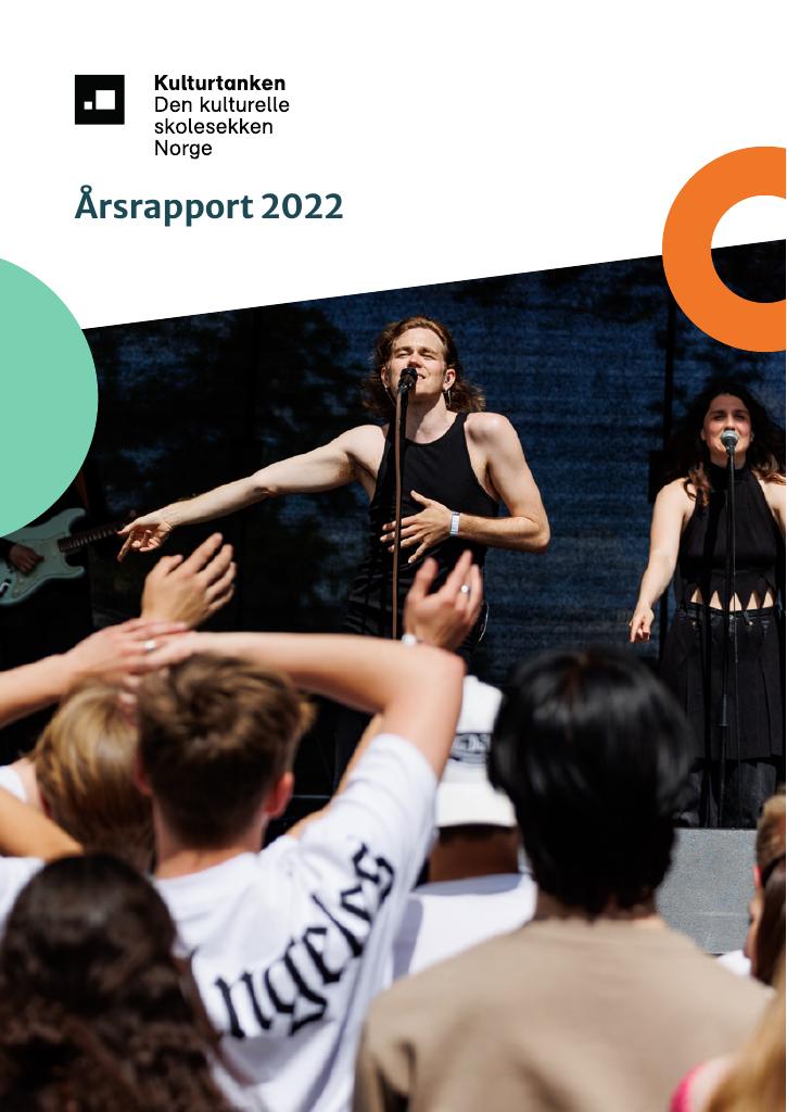 Forsiden av dokumentet Årsrapport Kulturtanken - den kulturelle skolesekken 2022