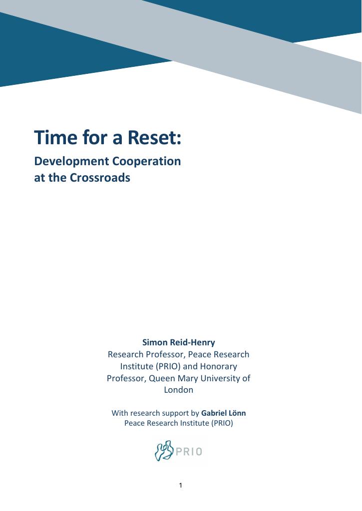 Forsiden av dokumentet Time for a Reset: Development Cooperation at the Crossroads