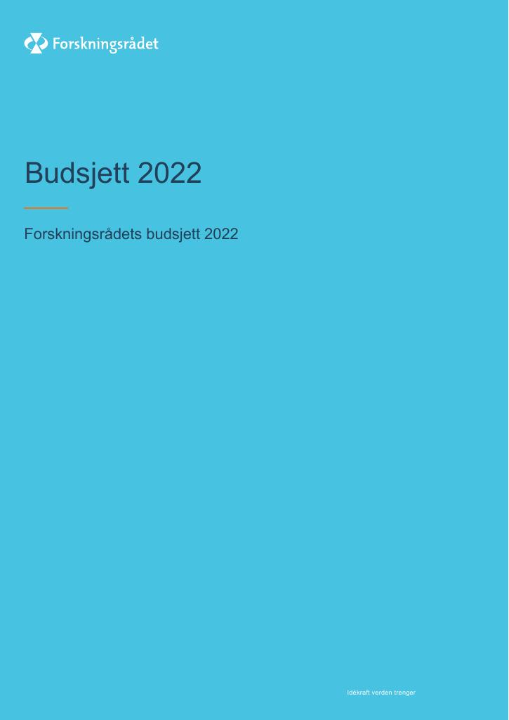 Forsiden av dokumentet Budsjettbok 2022