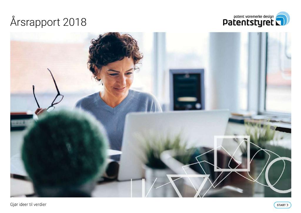 Forsiden av dokumentet Årsrapport Patentstyret 2018