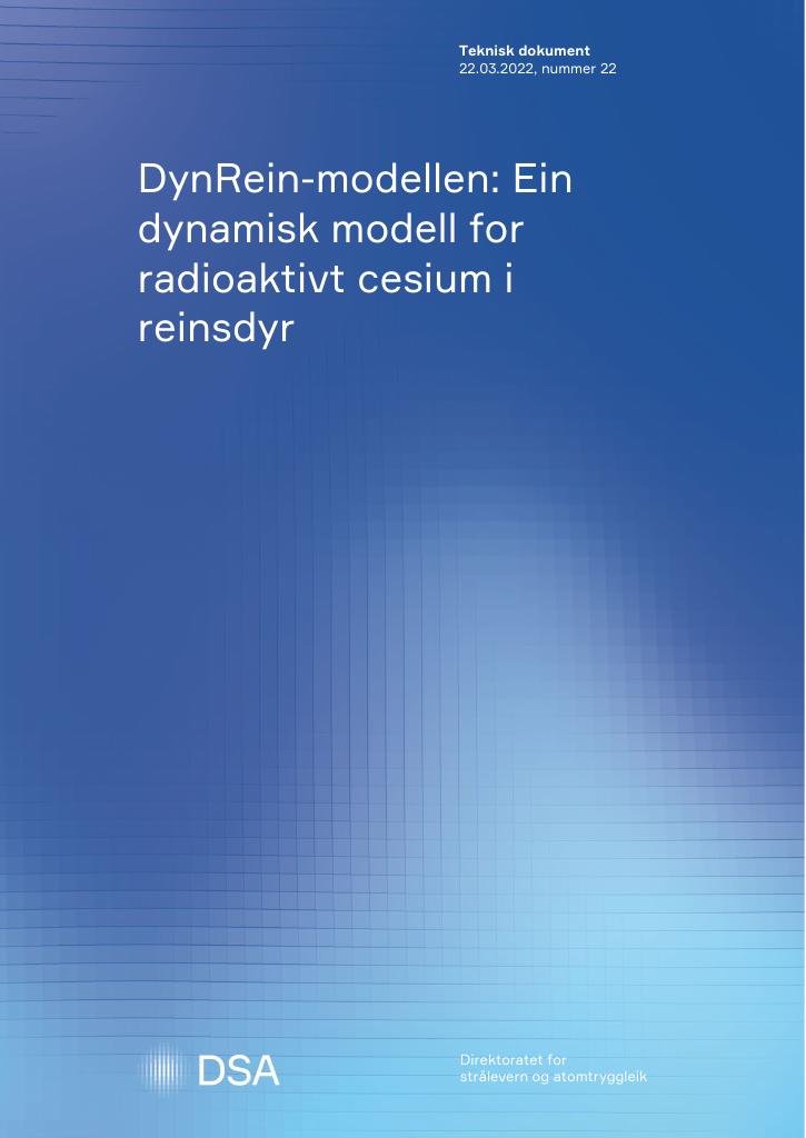 Forsiden av dokumentet DynRein-modellen: Ein dynamisk modell for radioaktivt cesium i reinsdyr