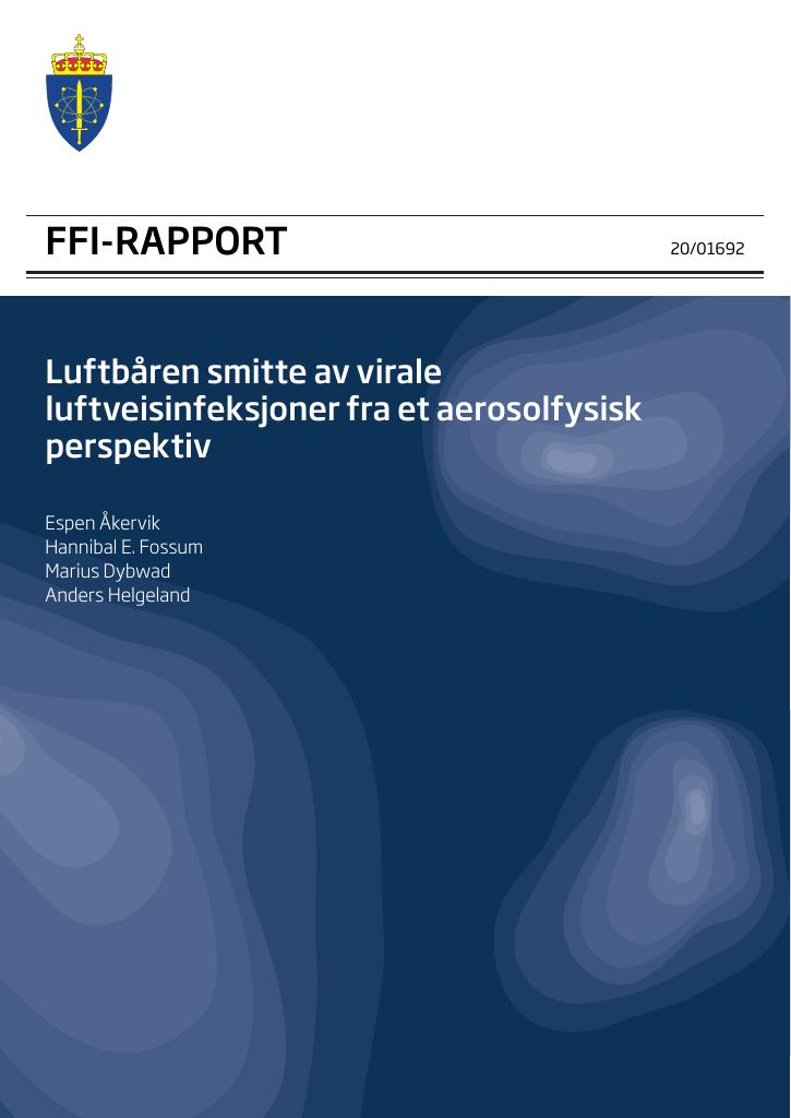 Forsiden av dokumentet Luftbåren smitte av virale luftveisinfeksjoner fra et aerosolfysisk perspektiv