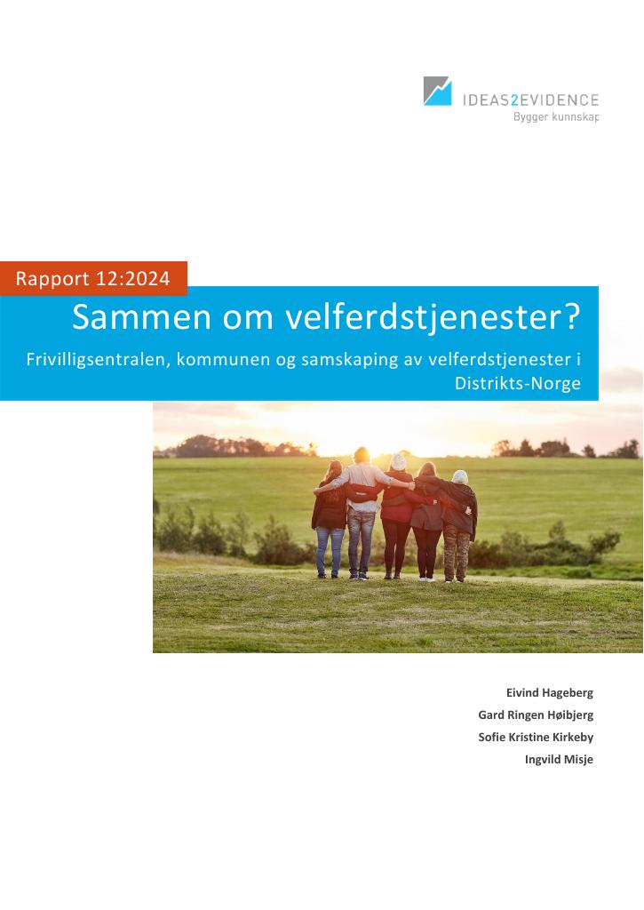 Forsiden av dokumentet Sammen om velferdstjenester? : Frivilligsentralen, kommunen og samskaping av velferdstjenester i Distrikts-Norge
